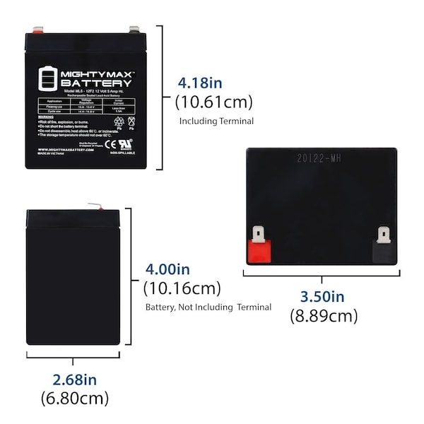 12V 5Ah F2 SLA Replacement Battery For Douglas Guardian DG12-5 - 4PK